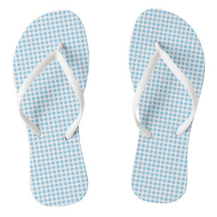 Babyblauw op Witte Kleine Horizontale Polka Dots Teenslippers