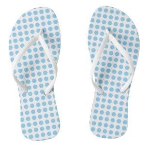 Babyblauw op Witte Medium Horizontale Polka Dots Teenslippers