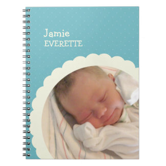 Babyblauw puntenknipsel, aangepast fotojournaal notitieboek