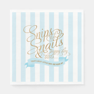 Babyblauw Striped Snips en Snagelpapier Napkins Servet