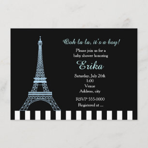 Babyblauwe Eiffeltoren Paris Jongens Baby Shower U Kaart