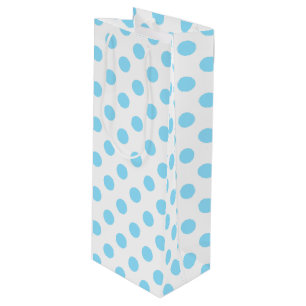 Babyblauwe en witte haarvlekken wijn cadeautas