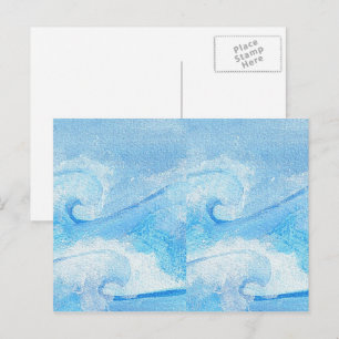 Babyblauwe golven briefkaart