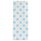 Babyblauwe kruisstiften op wit wijn cadeautas (Voorkant)