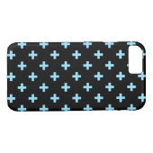 Babyblauwe polka kruist zwart Case-Mate iPhone case (Achterkant (Horizontaal))