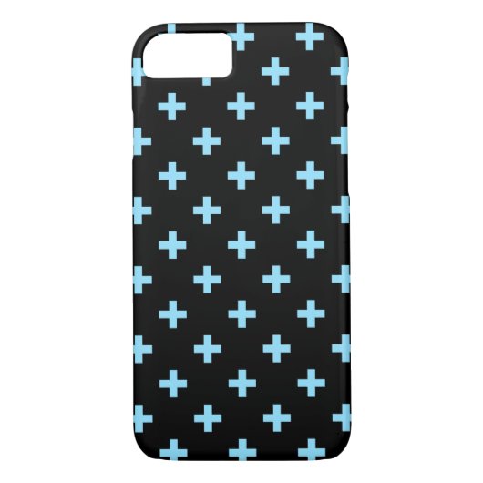Babyblauwe polka kruist zwart Case-Mate iPhone case (Achterkant)