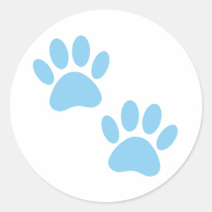 Babyblauwe puppyleenprinters ronde sticker