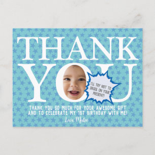 babyblauwe ster Grappige bedankkaart Briefkaart