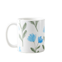 Babyblauwe Waterverf Floral afdrukken