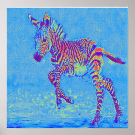babyblauwe zebra poster