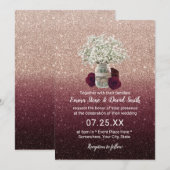 Babybloem Floral Jar Roos Gold Glitter Wedding Kaart (Voorkant / Achterkant)