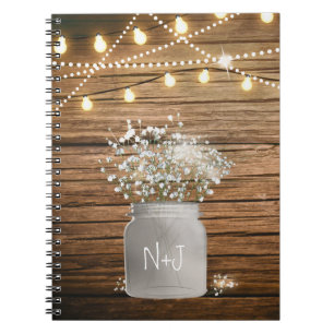 Babybloem in Rustic Mason Jar & Lights Notitieboek