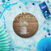 Babybloem in Rustic Mason Jar & Lights Papieren Bordje (Feest)