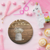 Babybloem in Rustic Mason Jar & Lights Papieren Bordje (Feest)
