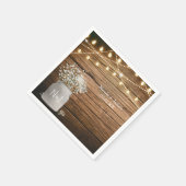 Babybloem in Rustic Mason Jar & Lights Servetten (Hoek)