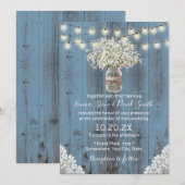 Babybloemen Dusty Blue Barn Wedding Kaart (Voorkant / Achterkant)