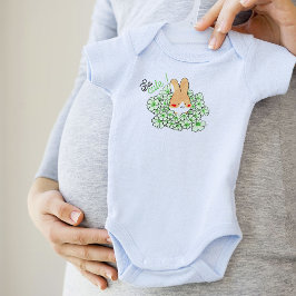 Babybody So Cute konijn knuffel en groene bloemen Romper