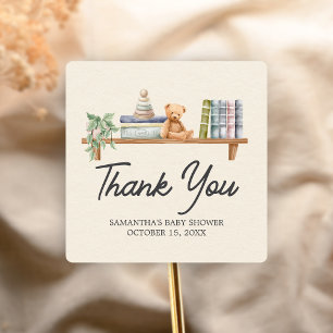 Babyboeken en Brunch Neutrale Baby Shower Vierkante Sticker