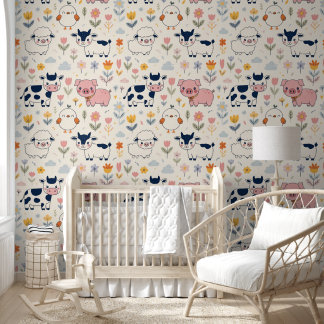 Babyboerderijdieren  behang