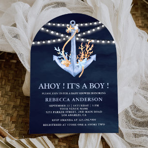 Babyborrel met marineblauw ankerboog kaart