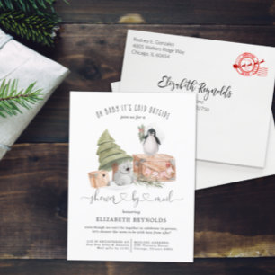 Babyborrel per post Winter Kerst Baby Shower Uitnodiging Briefkaart