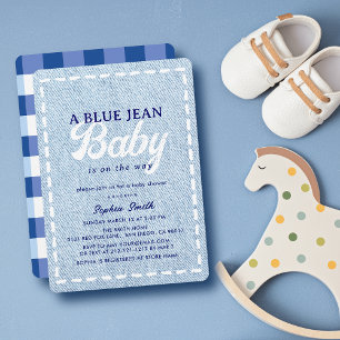 Babyborrel voor een jongen in spijkerbroek kaart