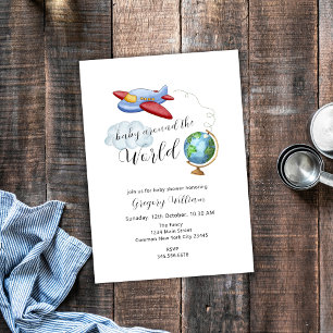 Babyborrel Wereldkaart Vliegtuig Rond de Wereld  Kaart