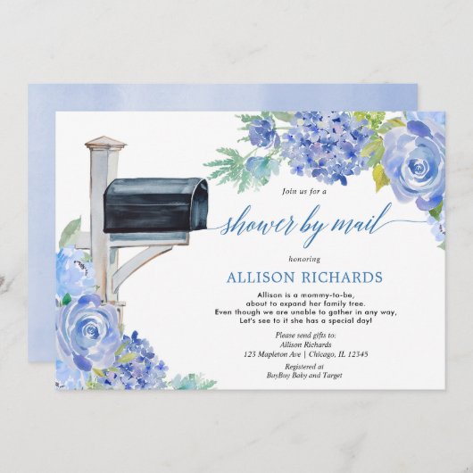 Babyboy-verjaardagsfeest cadeau per post blauw wit kaart (Voorkant / Achterkant)