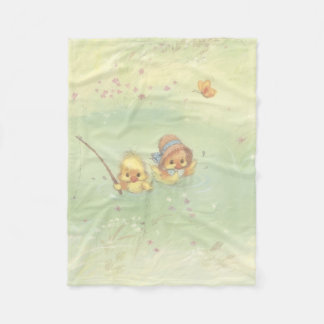 Babydeken met vintage eendjes fleece deken