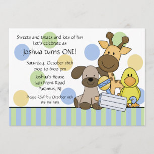 Babydieren 1e verjaardag kaart