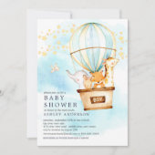 Babydieren Hot Air Ballon Ride Baby Boy Shower Kaart (Voorkant)