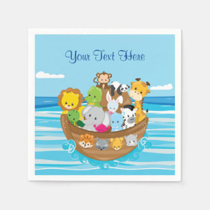 Babydieren   Noah's Ark   Gepersonaliseerd Servet