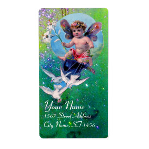 BABYFAIRY MET DUIVEN IN GLITTERPAARS groen Etiket