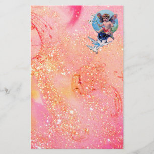 BABYFAIRY MET DUIVEN IN GLITTERS, roze goud Briefpapier