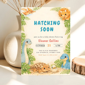 Babyfeestje Cute Dinosaur komt eraan Kaart