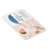 Babyfoto met naam en datum onder blauwe paraplu  magneet (Rechterzijde)