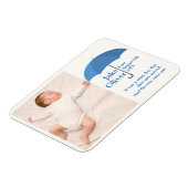 Babyfoto met naam en datum onder blauwe paraplu  magneet (Linkerzijde)