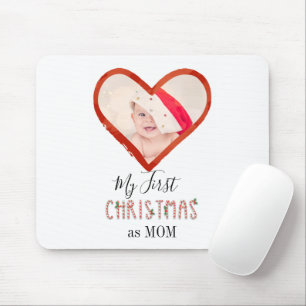 Babyfoto mijn eerste kerst als moeder liefde hart muismat