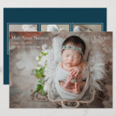 Babyfoto Moderne Geboorteaankondiging Diepblauw Feestdagenkaart (Voorkant / Achterkant)