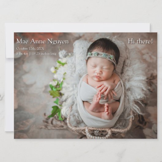 Babyfoto Moderne Geboorteaankondiging Diepblauw Feestdagenkaart (Voorkant)