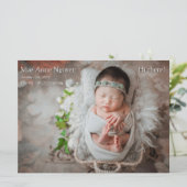Babyfoto Moderne Geboorteaankondiging Diepblauw Feestdagenkaart (Staand voorkant)