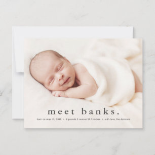 Babyfoto moderne naam geboorteaankondiging briefkaart