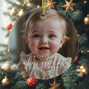 Babyfoto Prettig Kerstmis Modern Keramisch Ornament