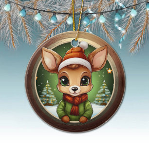 Babyhert Rustieke Ree Karakter Kerstboom 🦌🎄 Keramisch Ornament
