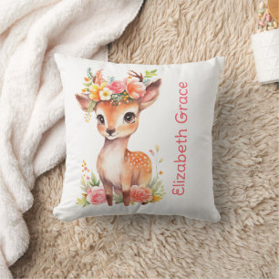 Babyhertje met roze bloemen baby kussen