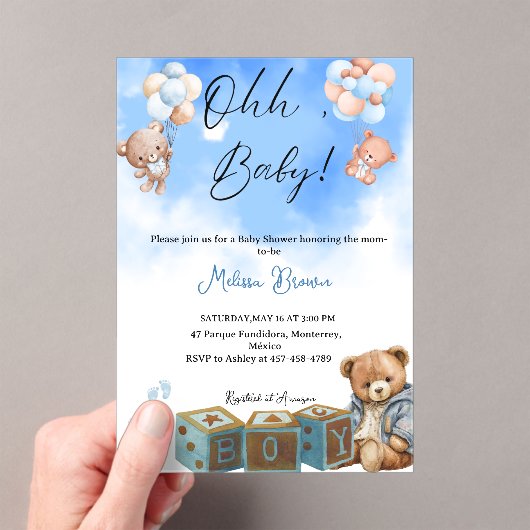 babyjongen acryl uitnodigingen (Insitu (Draagbaar))