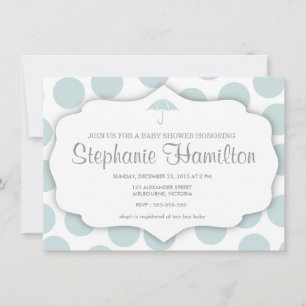 Babyjongen douchepoka stipjes paraplu blauw lijst kaart