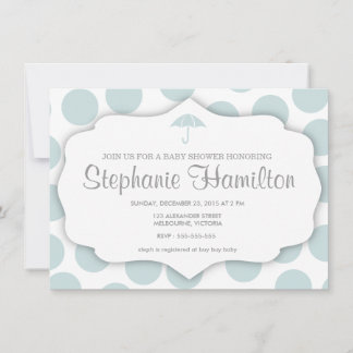 Babyjongen douchepoka stipjes paraplu blauw lijst kaart