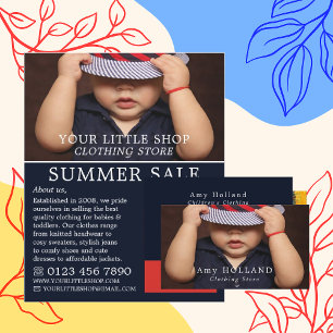 Babyjongen met hoed, kledingzaak voor kinderen flyer