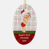  babyjongen's eerste kerstversiering keramisch ornament (Rechts)